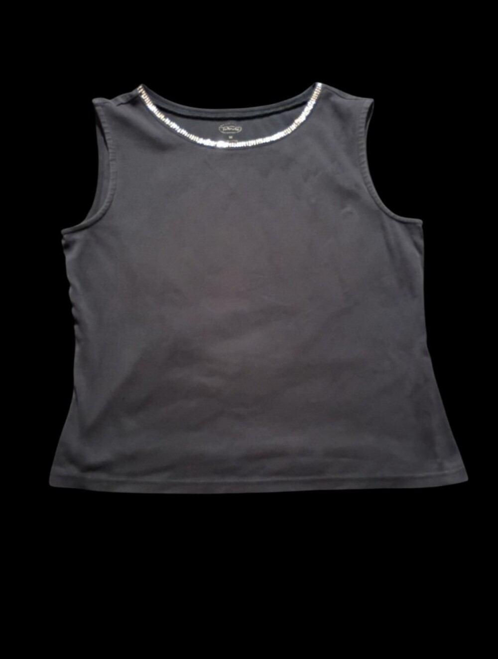 Talbots Black Sleeveless Tank with Metallic Neck Trim
